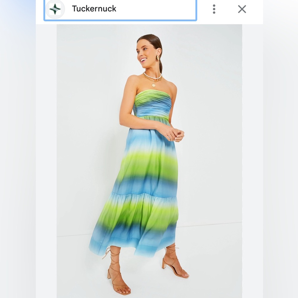 Tuckernuck Chartreuse and Sky Ombré Kaia Dress XS